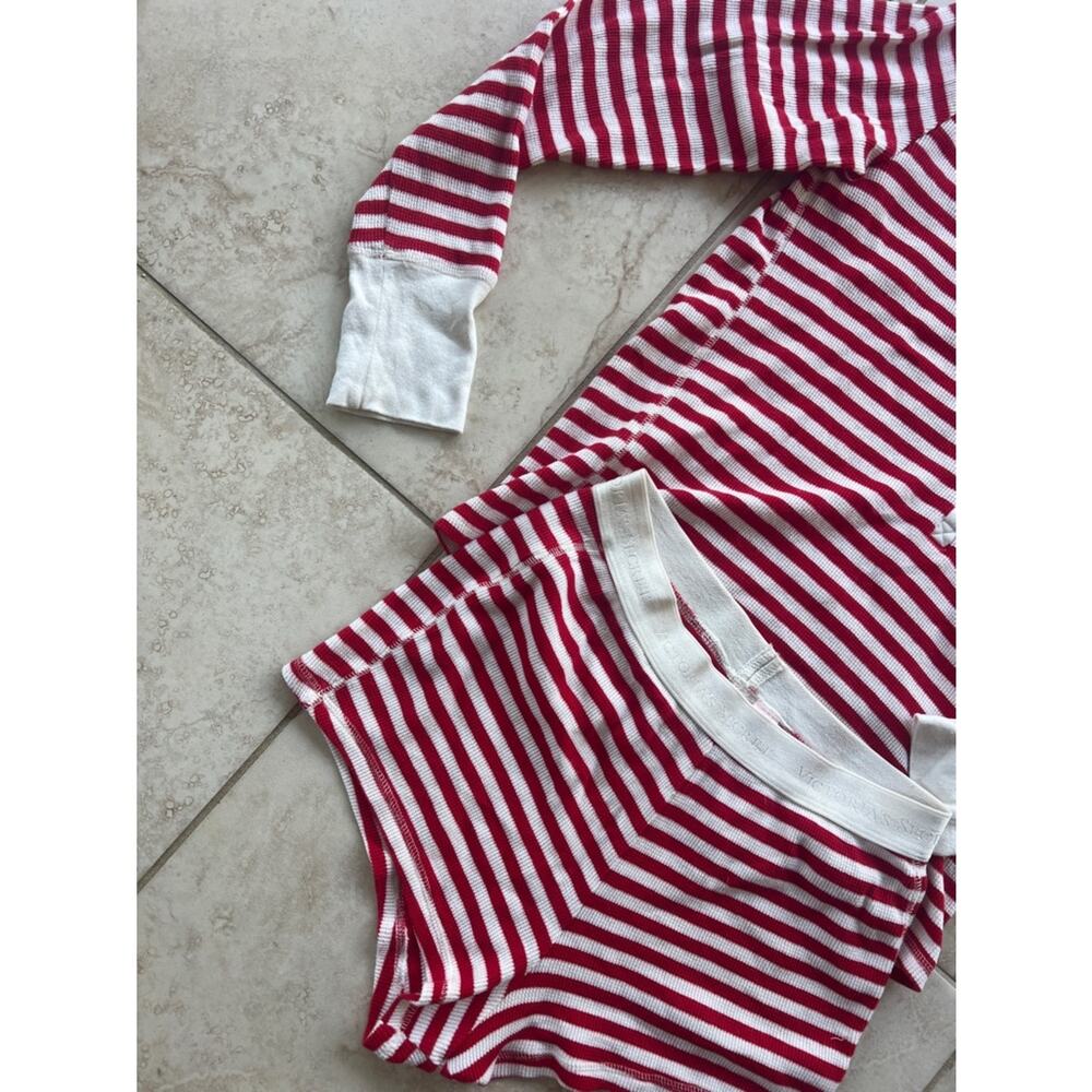 NWT Victoria's Secret Fireside Henley Pajama Short Set Ribbed Red White Small - Picture 7 of 12